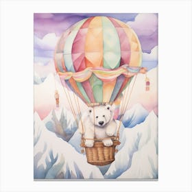 Baby Polar Bear 4 In A Hot Air Balloon Canvas Print