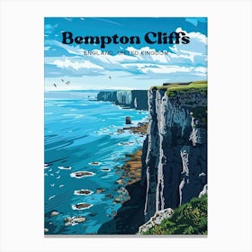 Bempton Cliffs England Nature Reserve Art Illustration Canvas Print