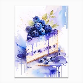 Blueberry Cheesecake Bars Dessert Storybook Watercolour 2 Flower Canvas Print