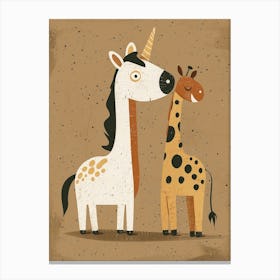 Unicorn & Giraffe Friend Muted Pastel 4 Canvas Print