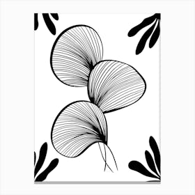 Abstract Black And White Leaves Canvas Print