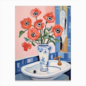 A Vase With Poppy, Flower Bouquet 2 Canvas Print