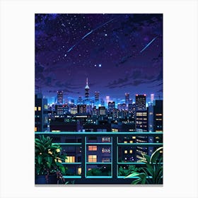 Eiffel Tower Night Sky Anime aesthetic 2 Canvas Print