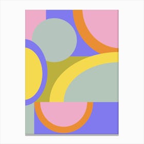 Bright Pastel Geometric Shapes in Purple Canvas Print