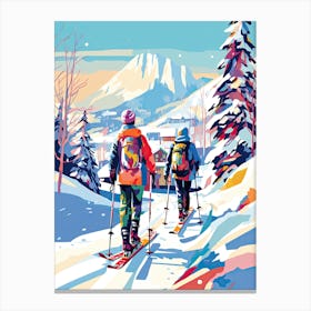 Stowe Mountain Resort   Vermont Usa, Ski Resort Illustration 0 Canvas Print