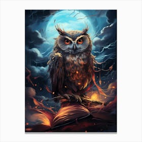 Owl On Book Canvas Print