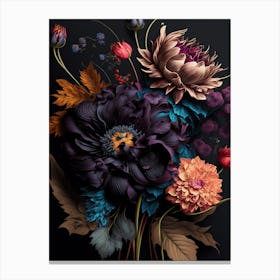 Moody Flowers In A Vase Canvas Print