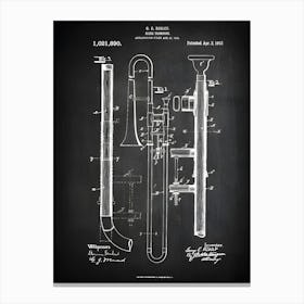 Trombone Gifts, Trombone Art, Trombone Decor, Trombone Player Gift, Trombone Teacher Gift, Trombone, Trombone Blueprint Patent, Mt8901 Canvas Print