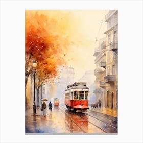 Lisbon Portugal In Autumn Fall, Watercolour 3 Canvas Print