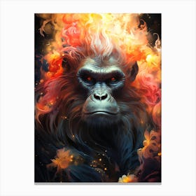 Gorilla In Flames 2 Canvas Print