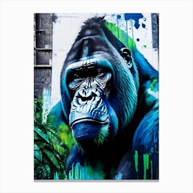 Gorilla In Front Of Graffiti Wall Gorillas Mosaic Watercolour 1 Canvas Print