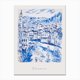Florence Italy Blue Drawing Poster Canvas Print