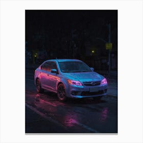 Neon Car At Night Canvas Print