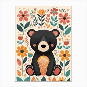 Floral Cute Baby Bear Nursery (14) Canvas Print