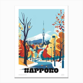 Sapporo Japan 2 Colourful Travel Poster Canvas Print