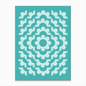 Abstract Geometric Flower Pattern 8 in teal blue green, midcentury modern boho 2 Canvas Print