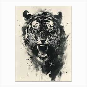 Badass Angry Tiger Ink Painting 6 Canvas Print