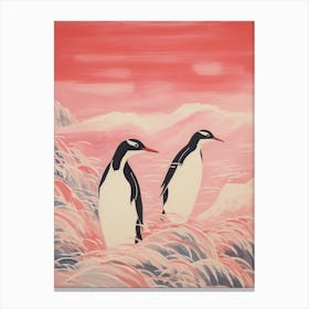 Vintage Japanese Inspired Bird Print Penguin 4 Canvas Print
