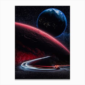 Speed Trails And Planets Mars And Earth Canvas Print