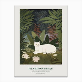 Henri Rousseau  Style Wild Cats Collection White Botanical Canvas Print