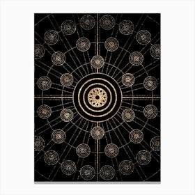 Geometric Glyph Radial Array in Glitter Gold on Black n.0006 Canvas Print