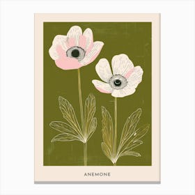 Pink & Green Anemone 2 Flower Poster Canvas Print