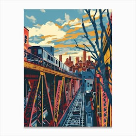 Astoria New York Colourful Silkscreen Illustration 2 Canvas Print