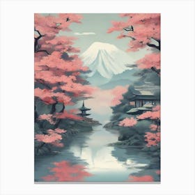 Japanese nature art Pink sakura Canvas Print