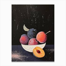 Art Deco Plums In A Bowl Canvas Print