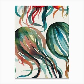 Jellyfish Vintage Graphic Watercolour Canvas Print