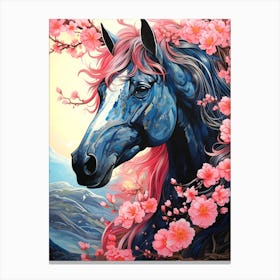 Cherry Blossom Horse Painting Canvas Print