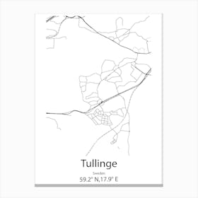 Tullinge,Sweden Minimalist Map Canvas Print