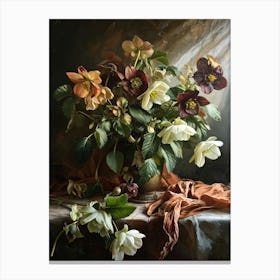 Baroque Floral Still Life Hellebore 2 Canvas Print
