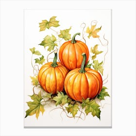 Jack O  Lantern Pumpkin Watercolour Illustration 2 Canvas Print
