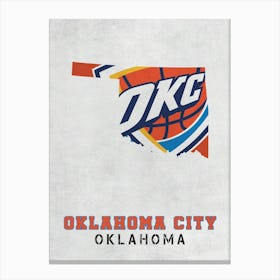 Oklahoma City Thunder Oklahoma City Oklahoma State Map Canvas Print