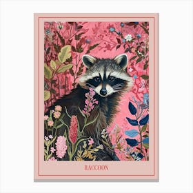 Floral Animal Painting Raccoon 3 Poster Canvas Print