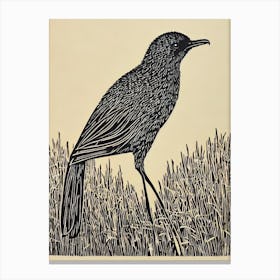 Kiwi Linocut Bird Canvas Print