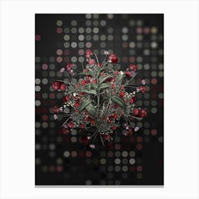 Vintage Maranta Arundinacea Flower Wreath on Dot Bokeh Pattern Canvas Print