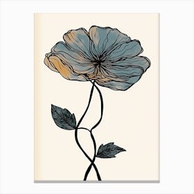 Line Art Marigold Flowers Illustration Neutral 18 Canvas Print