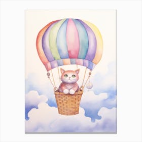 Baby Cat 1 In A Hot Air Balloon Canvas Print