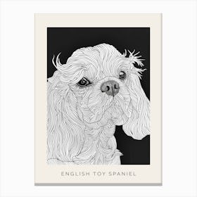 English Toy Spaniel Dog Line Sketch 2 Poster Canvas Print