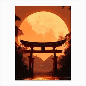 Full Moon Over Tori Gate Canvas Print