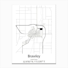 Brawley,United States Minimalist Map 1 Canvas Print