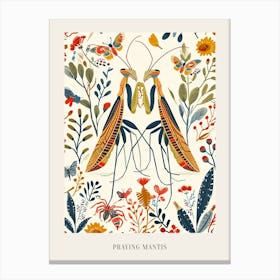 Colourful Insect Illustration Praying Mantis 11 Poster Canvas Print
