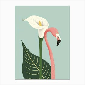 Chilean Flamingo Calla Lily Minimalist Illustration 3 Canvas Print