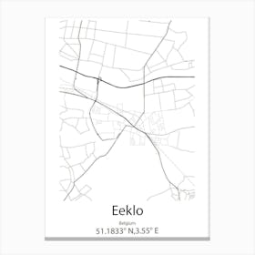 Eeklo,Belgium Minimalist Map Canvas Print