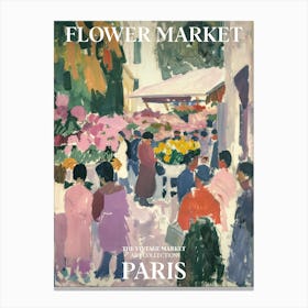 Vintage Flower Market Painting Paris 3 Canvas Print