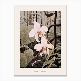 Flower Illustration Monkey Orchid 2 Poster Canvas Print