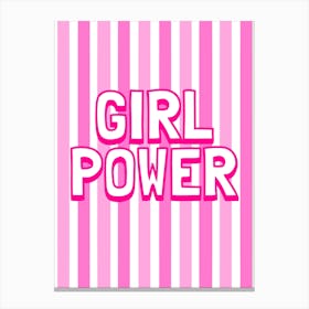 Girl Power Hot Pink Stripes Canvas Print