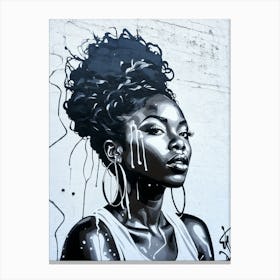 Graffiti Mural Of Beautiful Black Woman 63 Canvas Print